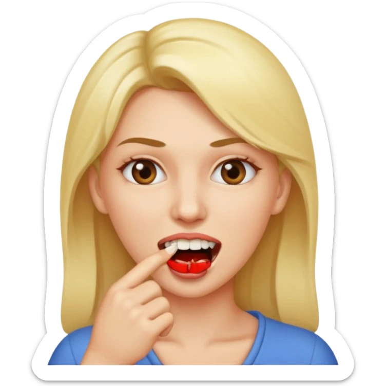 Una mujer mordiendose el dedo, sin la lengua para afuera y que el dedo este más omenos adentrod de la boca sticker