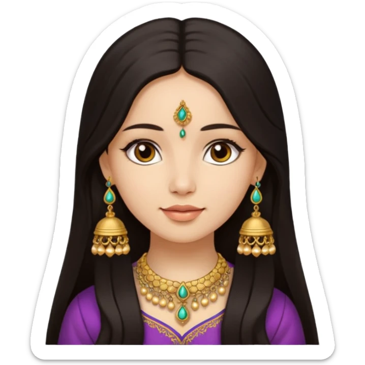 A jhumka girl with hair and face only passport size picture sticker