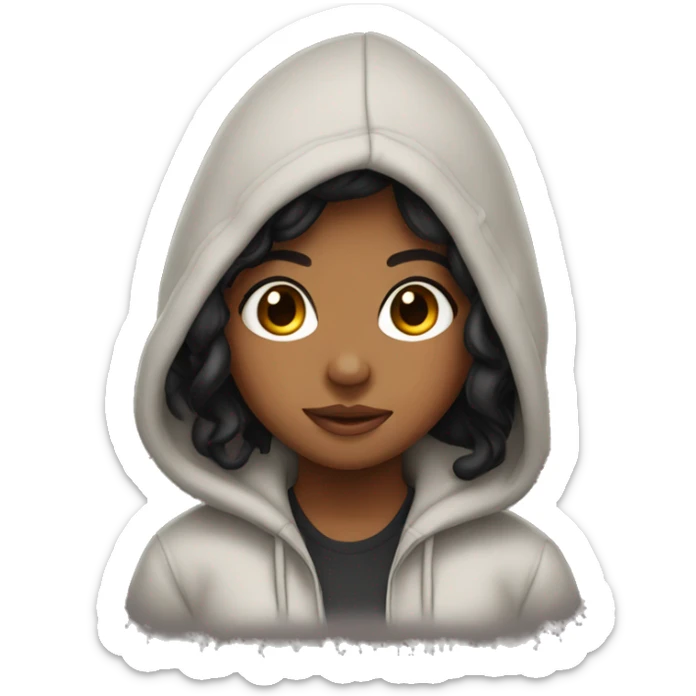 brownskin girl with black hair wearing a hoodie sticker
