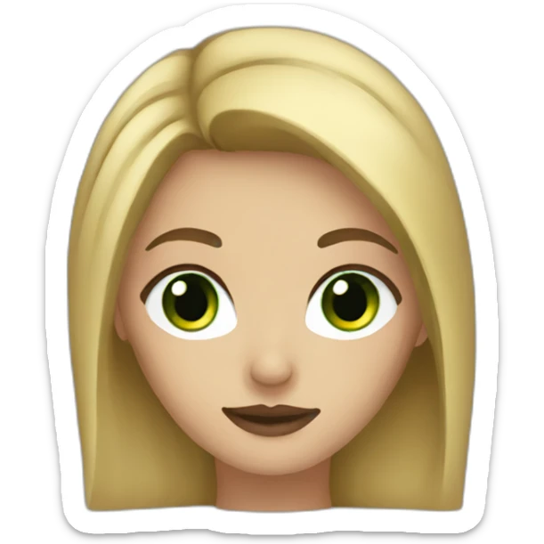 girl with dirty blonde hair dark eyebrows and dark green eyes sticker