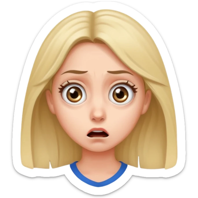 A realistic waist-up portrait of a frightened woman sticker