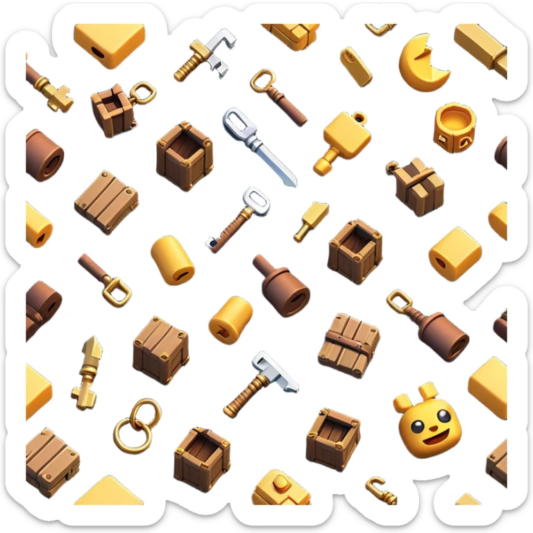 Clash of Clans aesthetic: Cinematic Playful Pixel 3D Key Emoji, rendered in a 3D vector-style similar to standard emojis with minimal shading and bold, simplified shapes. A compact, distinct form with signature details, softly glowing with a pixelated adventure charm. Simplified yet unmistakably iconic, highly detailed and consistent, glowing with a soft radiance and high shine. Stylized with a touch of classic pixel-art charm and a soft glowing outline, capturing the essence of a beloved gaming relic with a friendly, playful manner! sticker
