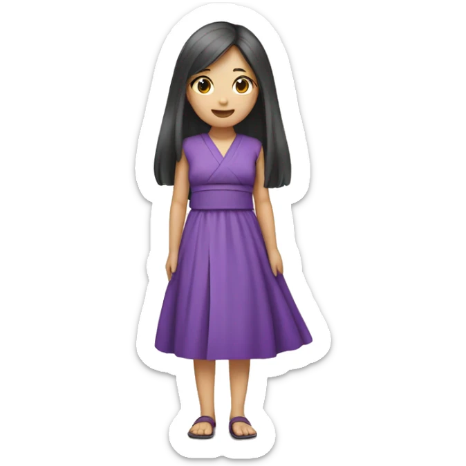 Long hair Japanese girl in purple dress  sticker