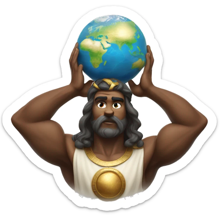 An emoji of Atlas, the mythological figure, depicted holding up the globe on his shoulders, symbolizing strength and endurance sticker