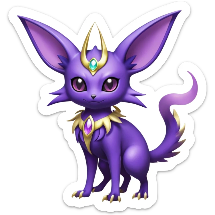 Shiny Exotic Badass Royal Divine Mysterious Gothic Noibat-Espeon-Pokémon-Fakémon-hybrid-creature (full body) sticker