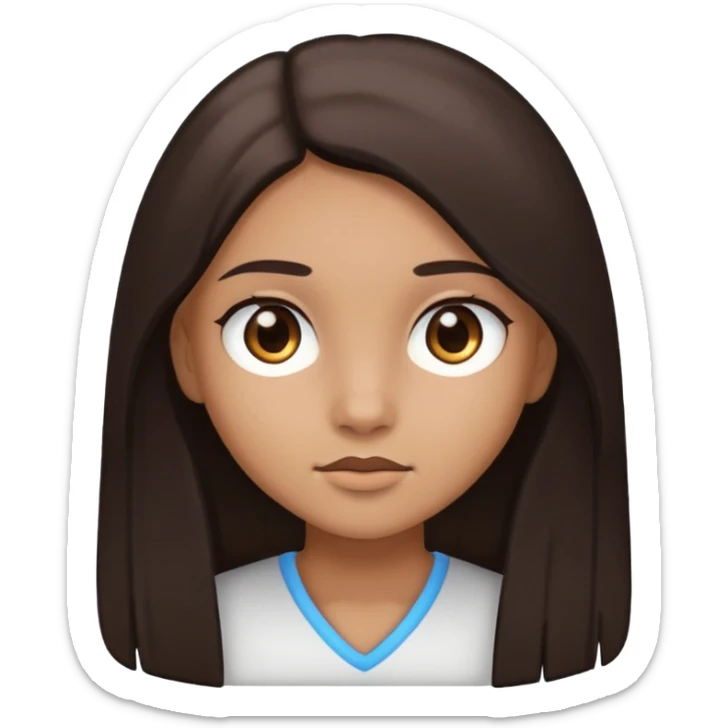 girl with light brown skin, dark eyes and dark straight long hair sticker
