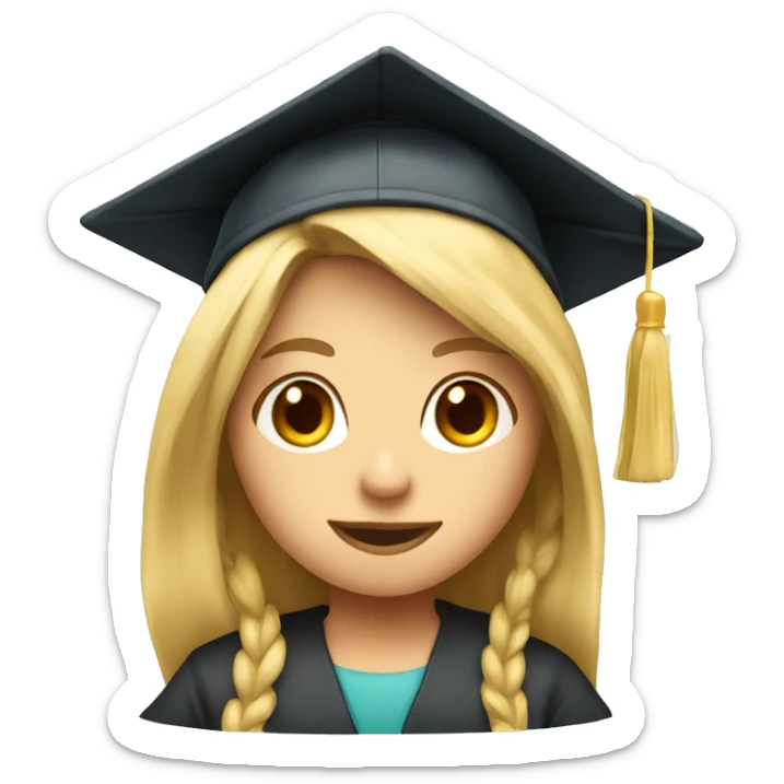 Blonde Long haired Student Girl with Student cap sticker