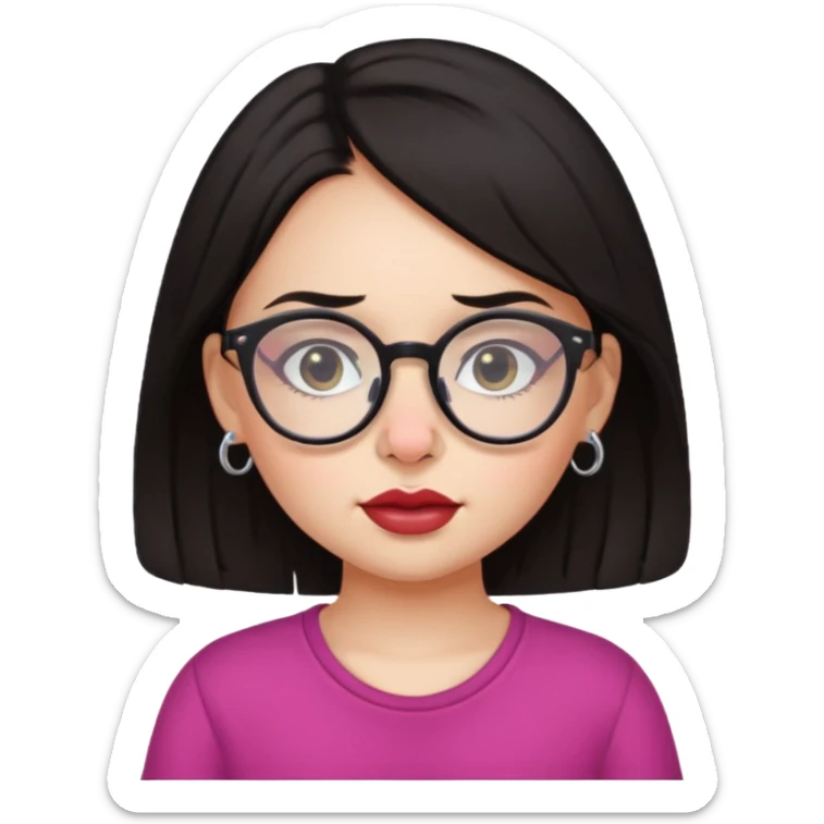 sarah babygirl dark hair and glasses with nose piercing sticker