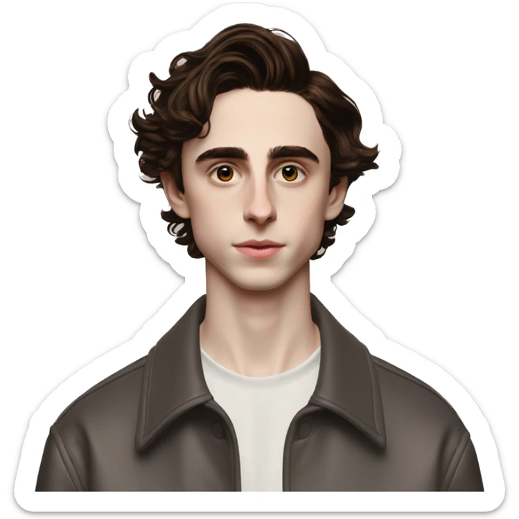 Memoji of Feminine Timothee Chalamet	Androgynous short hair, thrift store fashion	British, actor, artsy	Artsy, philosophical, patient sticker