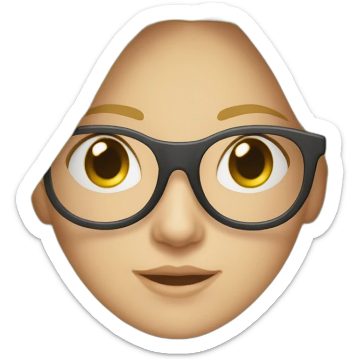 Une fille blonde avec une queue de cheval avec des lunettes ronde et haut blanc sticker