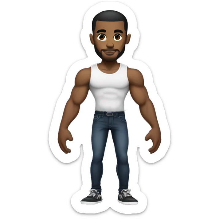 light skin black muscle guy with tattoos and very skinny legs sticker