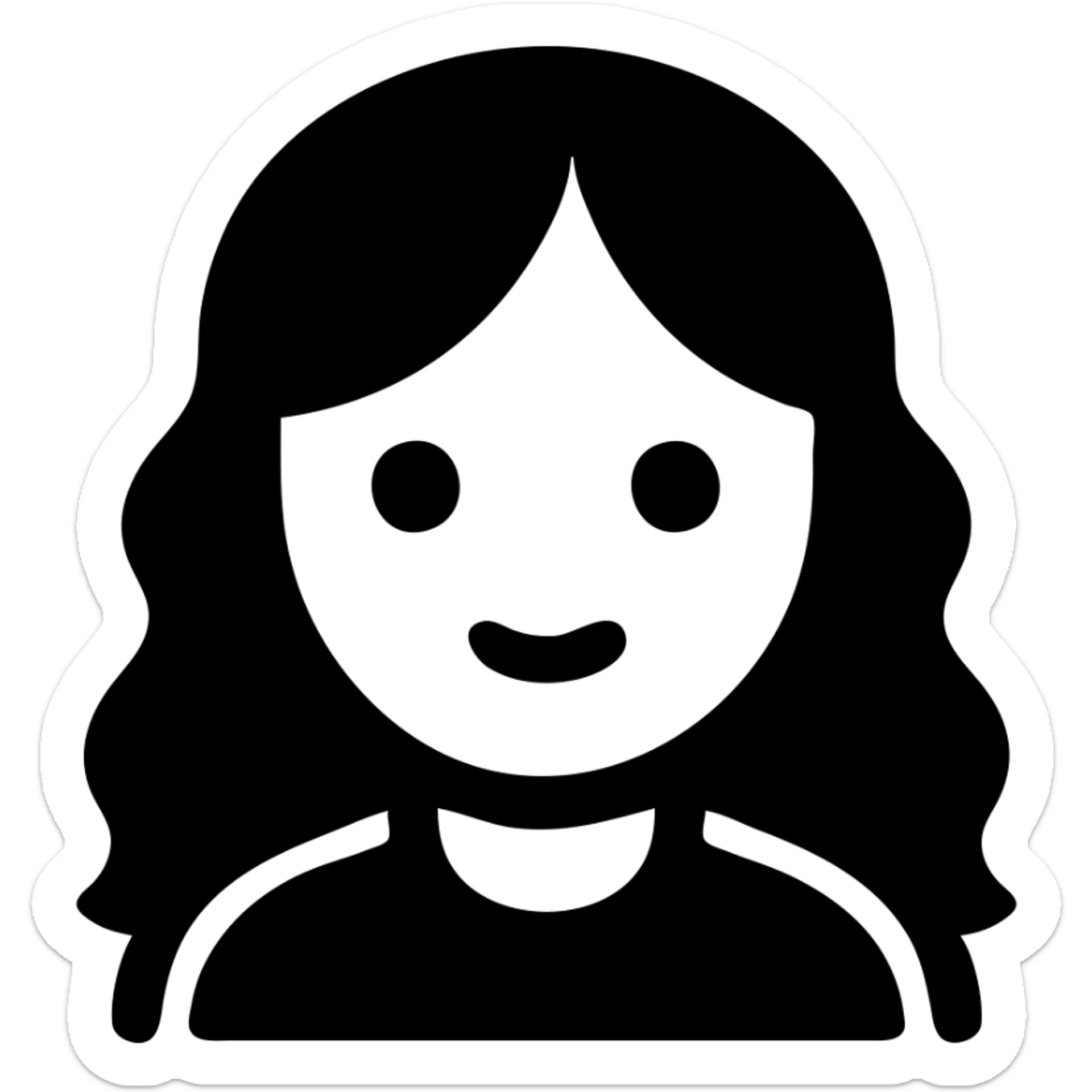 blonde girl with wavy hair and blue eyes, sweet and wholesome, solid filled icon style sticker