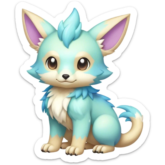 Cute cool colorful pastel fantasy animal hybrid Fakemon full body sticker