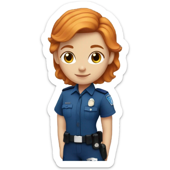 ginger girl police officer teen cute blue uniform sticker