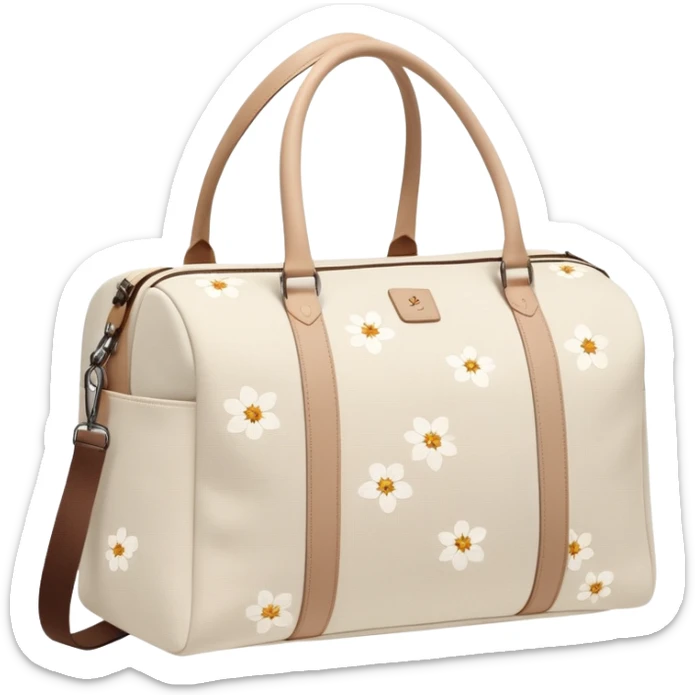 A sports bag with a pale light beige print in a small flower sticker