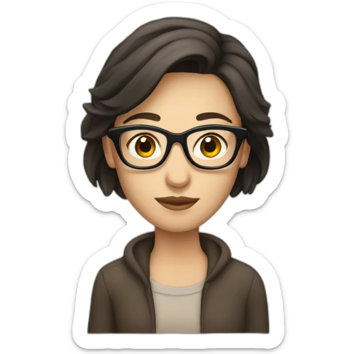 Caucasian couple with dark hair woman with glasses sticker