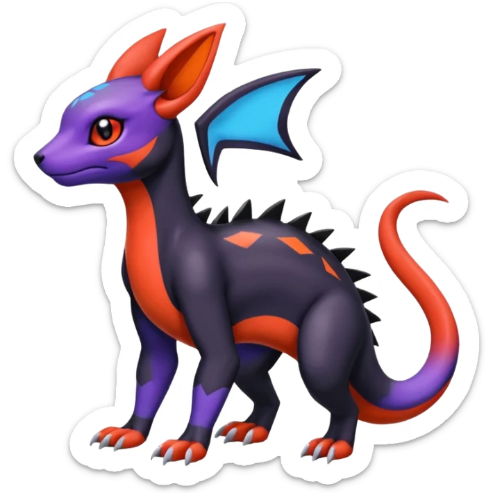 Cute Exotic Colorful Guilmon-Salandit-Umbreon-Fakémon-hybrid-creature (full body)  sticker