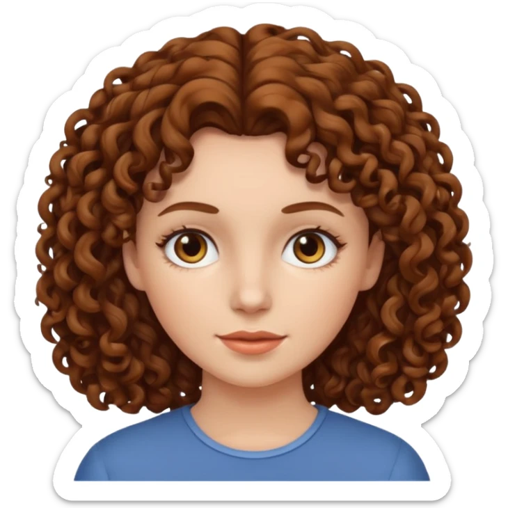 White woman with brown curly hair sticker