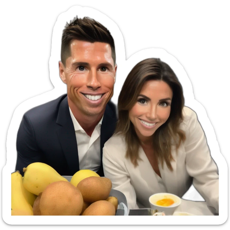 Ronaldo qui met une patate a Messi en même temps de faire une photo de lui sur snap qui envois a sa copine sticker