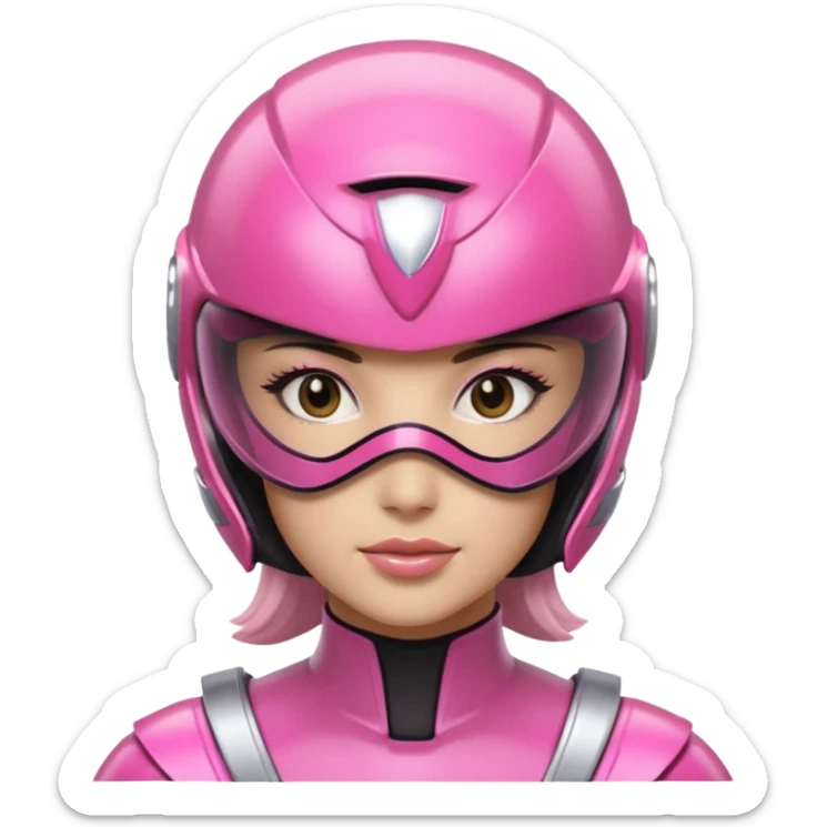 pink power ranger, woman emoji, only head, pink power ranger helmet on sticker