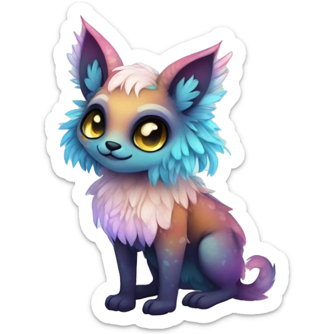 cute Kawaii edgy ethereal fantasy animal fursona Fionbri creature by griffsnuff & LiLaiRa & Falvie with exotic colors full body sticker