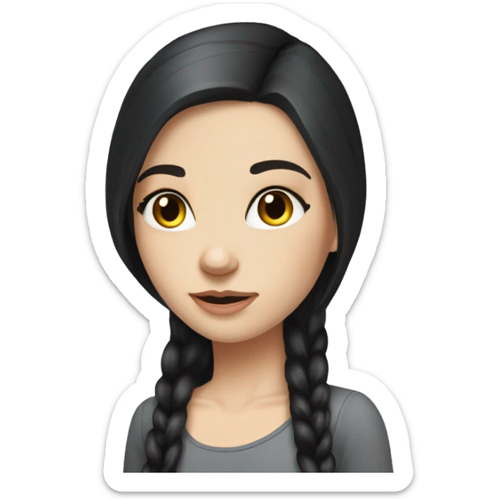 Girl with fair skin, long black hair, famous, standing , gray eyes ,beautiful girl, very hot girl, russian sticker