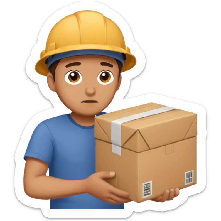 Hombre triste entregando paquetes destruidos (mensajero) sticker