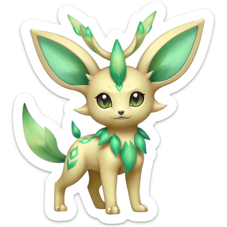 Shiny Cool Sparkly Cute Ethereal Leafeon-Espeon-Fakemon-hybrid-fusion- full body sticker