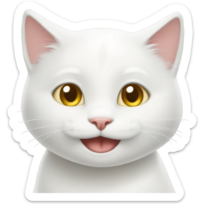 White cat saying good job girl with a smile sticker