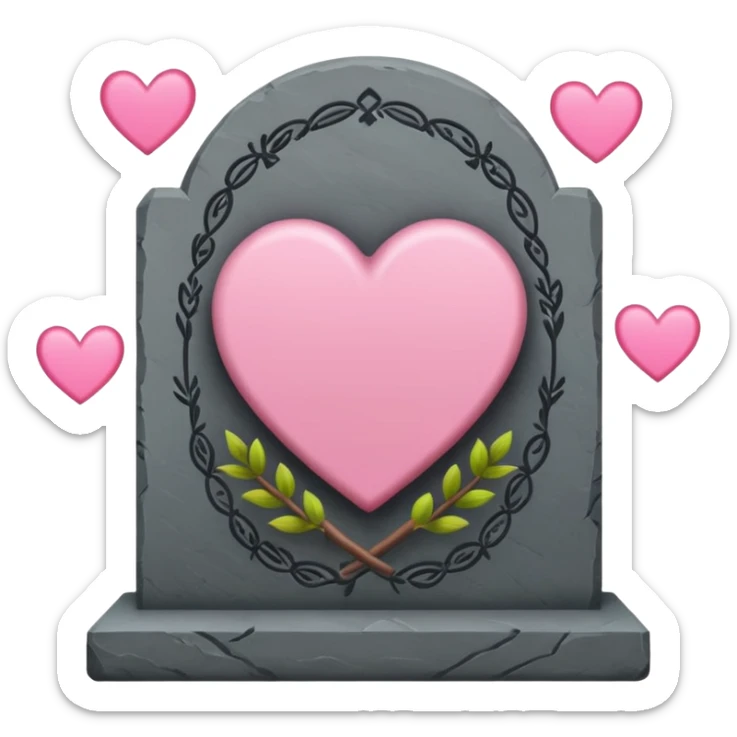 Headstone that says my fucks to give with pink hearts sticker