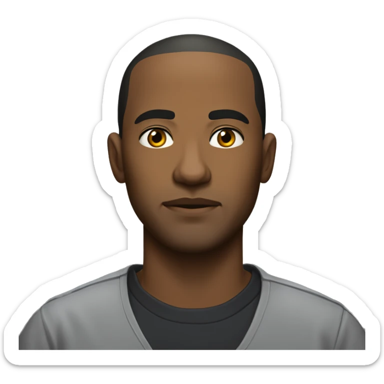  It's a standard police mugshot, taken against a plain gray background. The lighting is even, typical of a law enforcement photo. The man is wearing a dark-colored, crew-neck sweatshirt or shirt. sticker