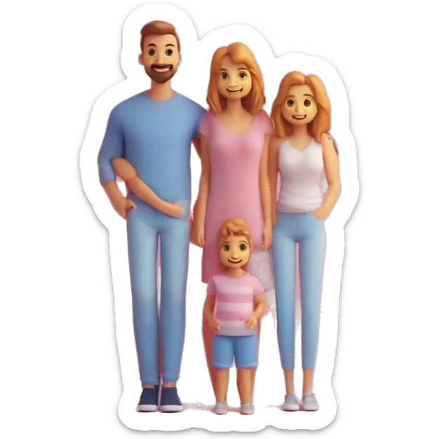 family with  kids of two boys one girl sticker