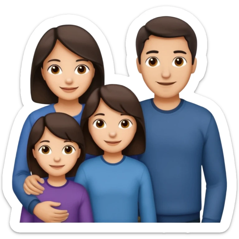 Hispanic family of five: mom, dad, older son, younger son, youngest daughter, all with medium skin and dark brown hair sticker
