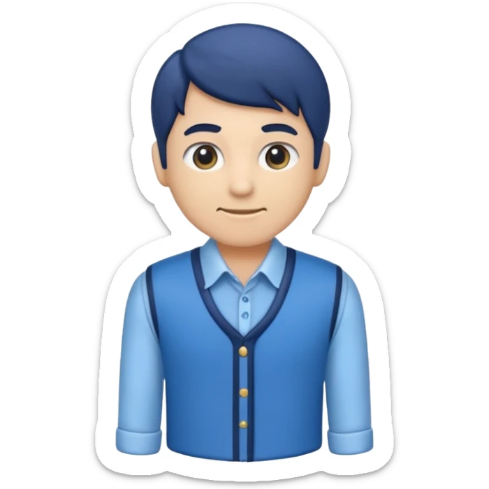 Crie um emoji de uma camisa social manga longa azul claro com um colete azul marinho por cima sticker