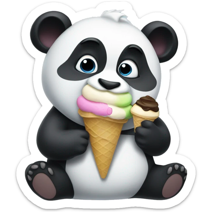 Panda eating ice cream sticker