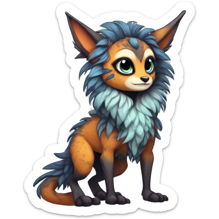 cute Kawaii edgy fantasy animal fursona Fionbri creature by griffsnuff & LiLaiRa & Falvie with exotic colors full body sticker
