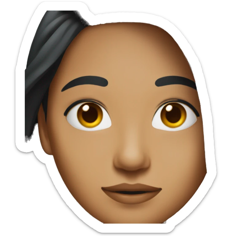 A 24 year old, Indian woman, with long black hair,   wearing a t-shirt. sticker