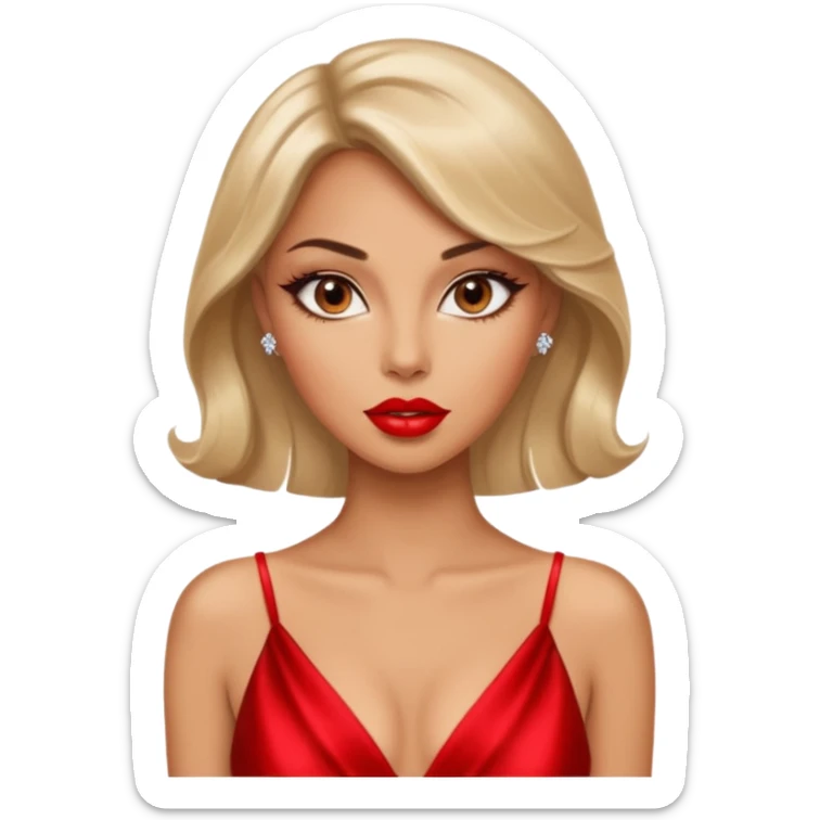 A woman wearing a glamour dress looks sexy and looks like a tart. Her eyes are charming  sticker