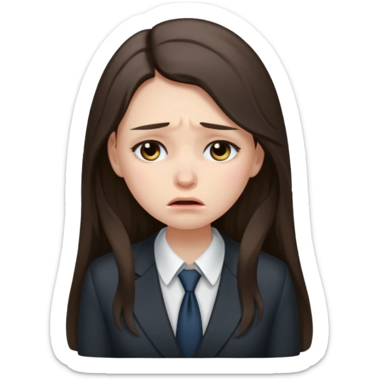 sad brunette girl long hair in buisiness outfit crying emoji sticker