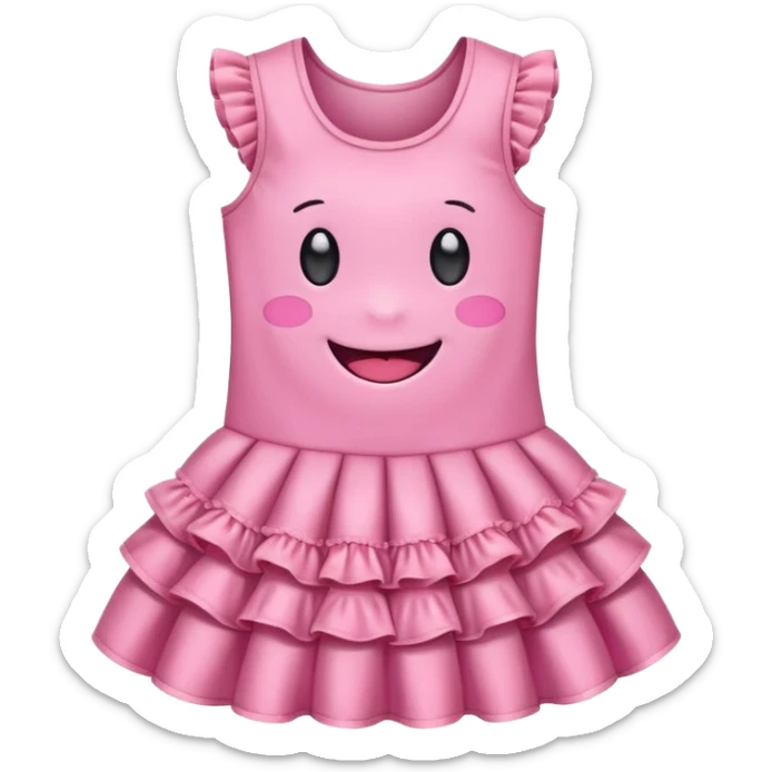 cute kawaii dress with happy smiling face and sparkles emoji style sticker