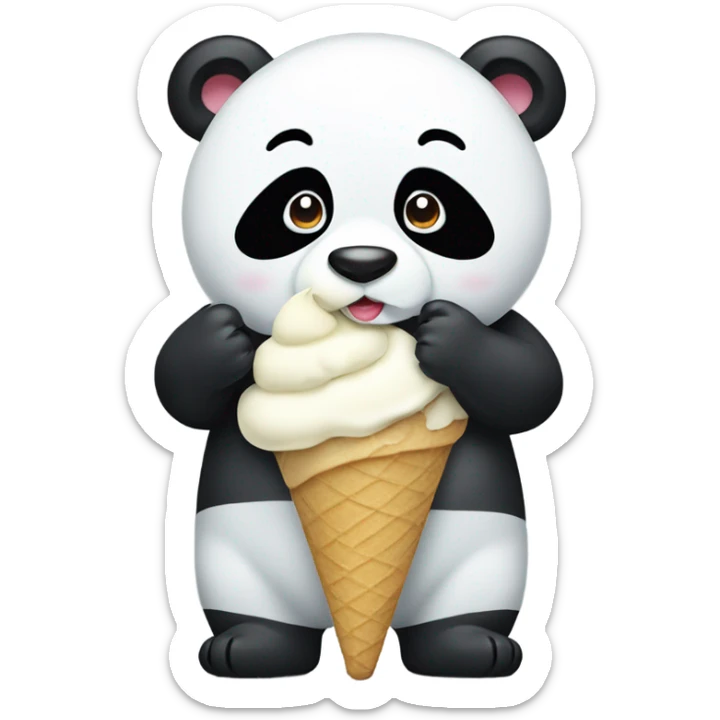 Panda eating ice cream sticker