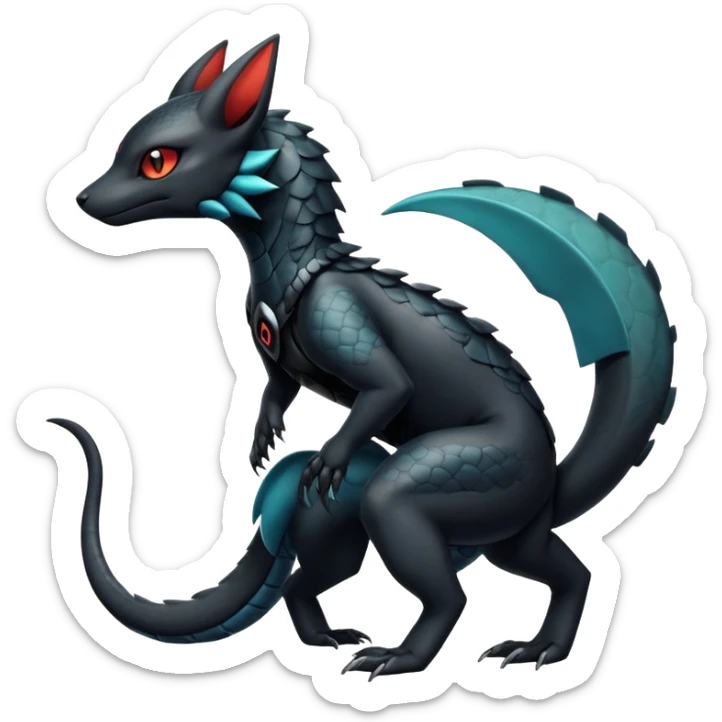 Modern Futuristic Scaly Cyber-Salandit-Umbreon-Litten-Hybrid (Full body) sticker
