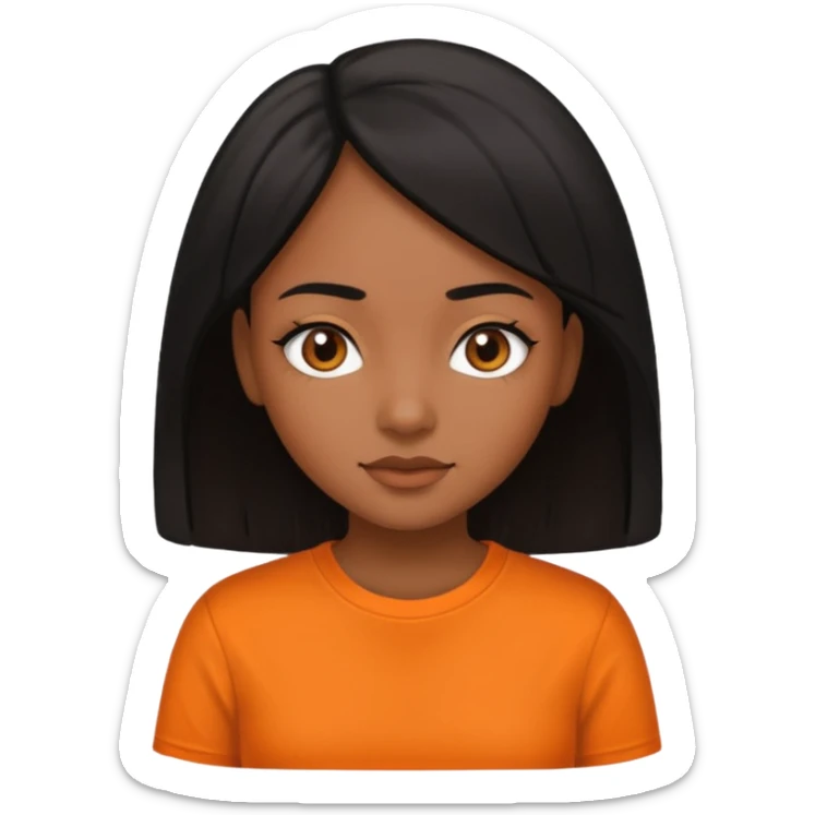 brown skin girl straight hair and orange shirt sticker