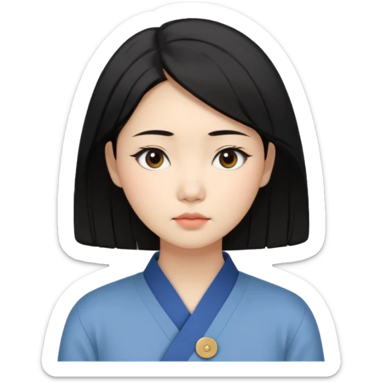 Korean woman, East Asian features,
female human face avatar only,
headshot portrait, face only,
thoughtful and calm expression, sensitive mood,
neutral face, minimal expression,
natural black hair, simple hairstyle,
clean background,
no clothes, no body, no accessories,
no cartoon, no fantas sticker