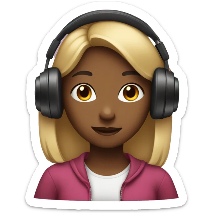 girl with headphones listening to music  sticker
