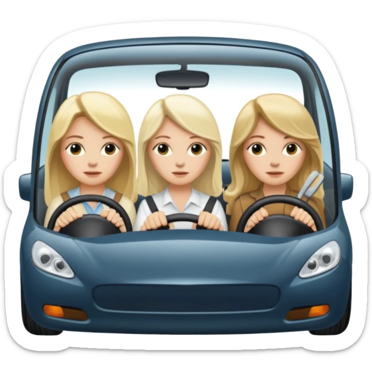 two long hair blondes and one long hair brunette, white female, driving a car sticker