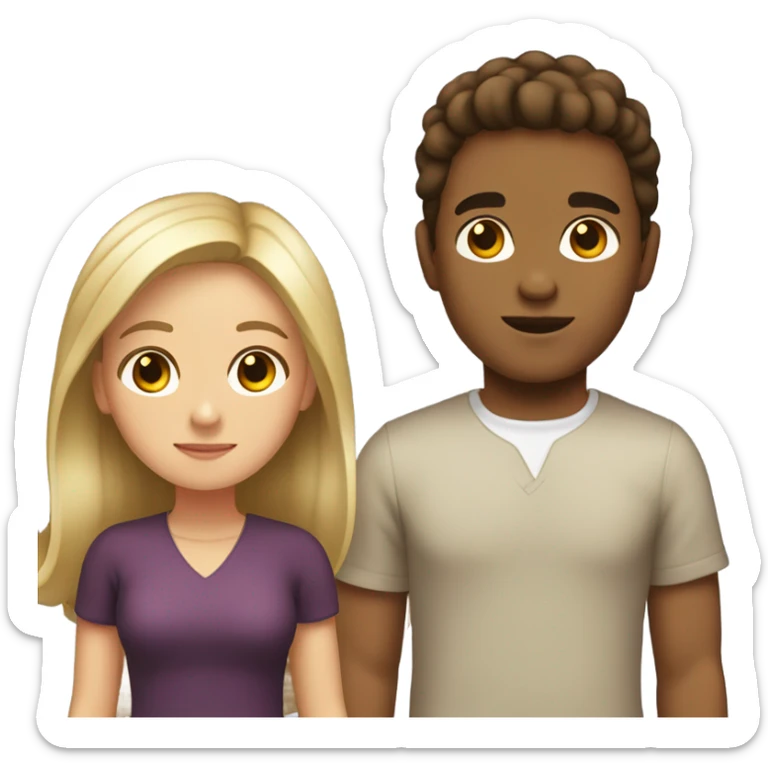 Puerto rican beard short brown hair boy and blond long hair girl couple sticker