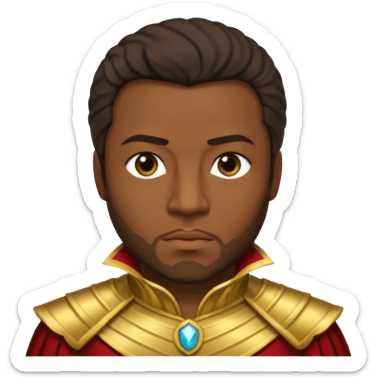 Otello with dark skin, dark brown hair, gold outfit sticker