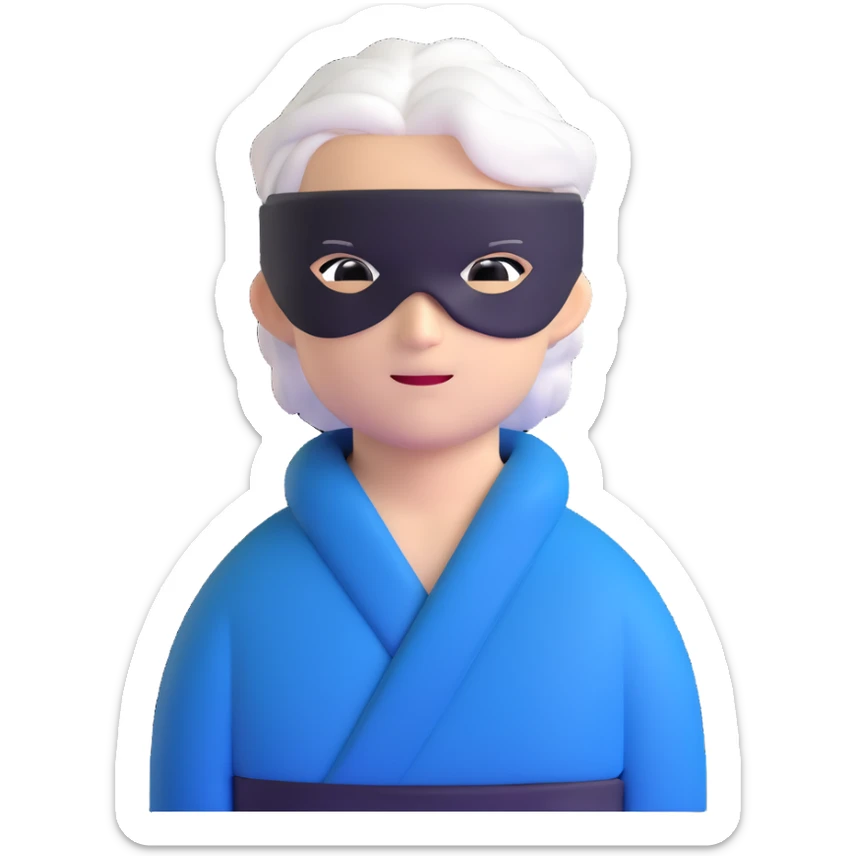 Satoru Gojo from Jujutsu Kaisen with white hair, blindfold, black and blue outfit, confident smirk sticker