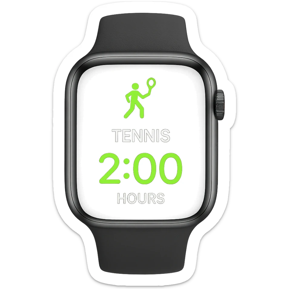 smartwatch con modalità attiva di tennis che segna 2 ore di tennis, REALISTICA 4K sticker